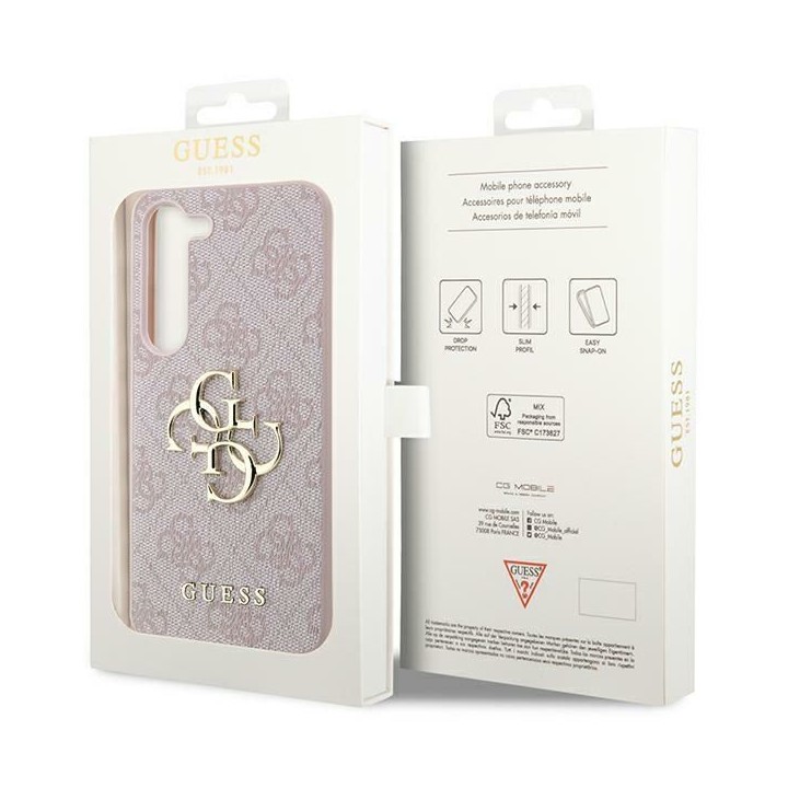 GUESS case for SAMSUNG S24 GUHCS24S4GMGPI (Leather 4G Metal Logo) pink