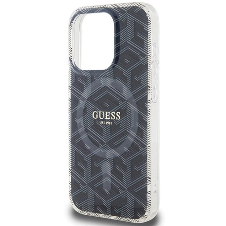 GUESS case for IPHONE 15 Pro Max compatible with MagSafe GUHMP15XHGCUSTGK (IML GCUBE) black