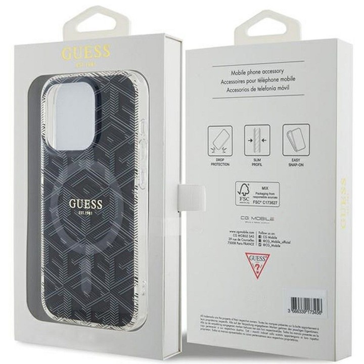 GUESS чохол для IPHONE 15 Pro Max сумісний з MagSafe GUHMP15XHGCUSTGK (IML GCUBE) чорний
