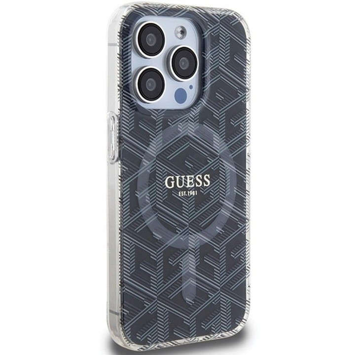 GUESS case for IPHONE 15 Pro Max compatible with MagSafe GUHMP15XHGCUSTGK (IML GCUBE) black