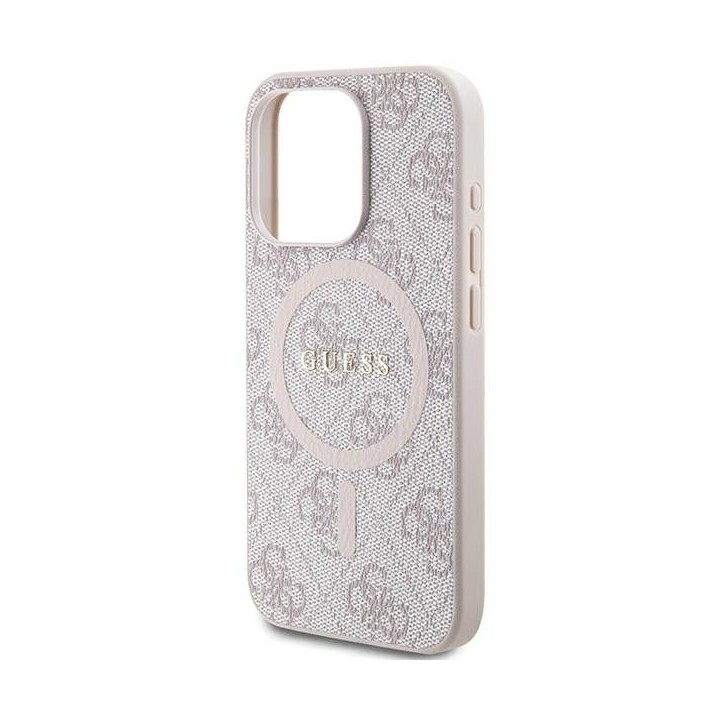 GUESS futerał do IPHONE 13 Pro Max kompatybilny z MagSafe GUHMP13XG4GFRP (4G Ring classic logo) różowy