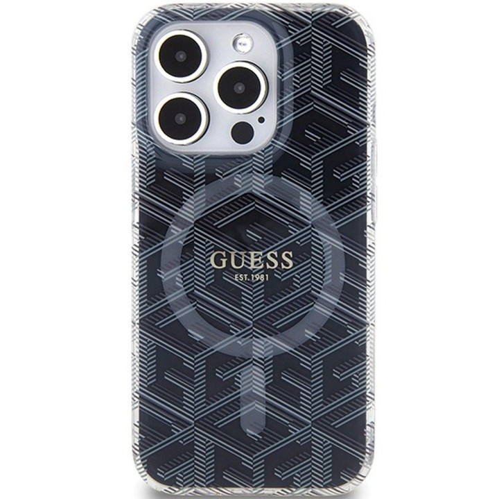 GUESS чехол для IPHONE 15 Pro Max совместимый с MagSafe GUHMP15XHGCUSTGK (IML GCUBE) черный