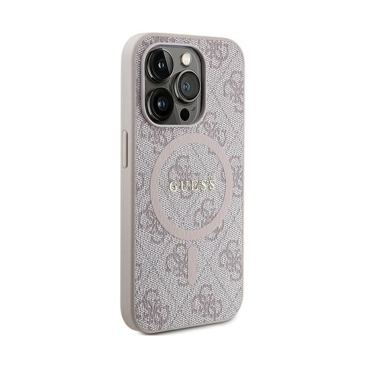 GUESS чехол для IPHONE 13 Pro Max совместимый с MagSafe GUHMP13XG4GFRP (4G Ring classic логотип) розовый