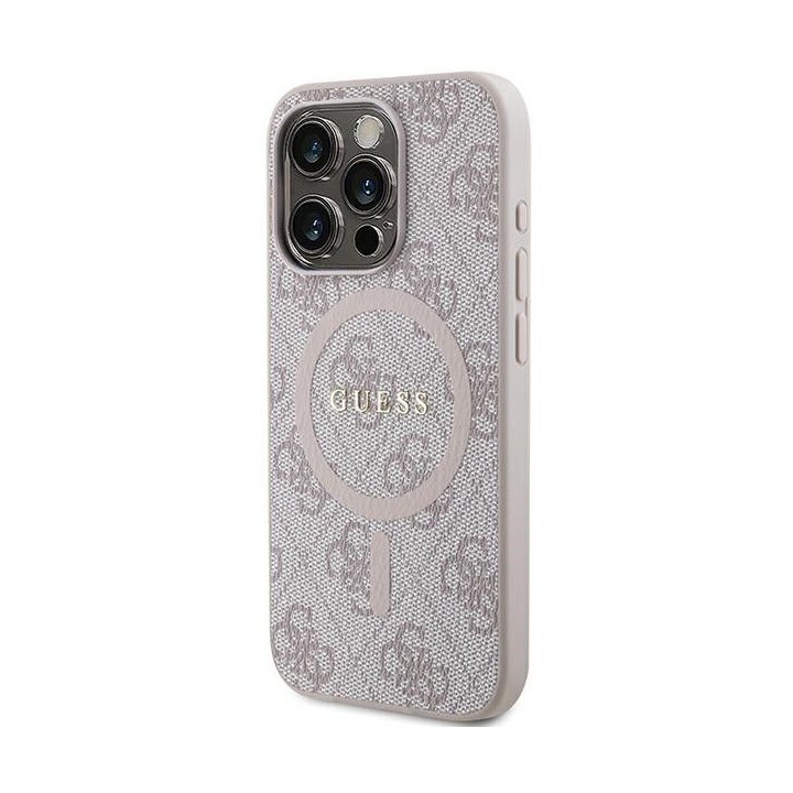 GUESS futerał do IPHONE 13 Pro Max kompatybilny z MagSafe GUHMP13XG4GFRP (4G Ring classic logo) różowy