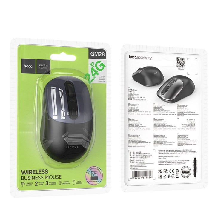 Wireless mouse Hoco 2.4G 1600 dpi GM28 black-grey