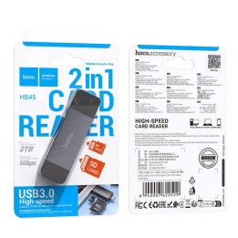 Czytnik kart SD / TF Hoco USB A / USB C 3.0 HB45 szary