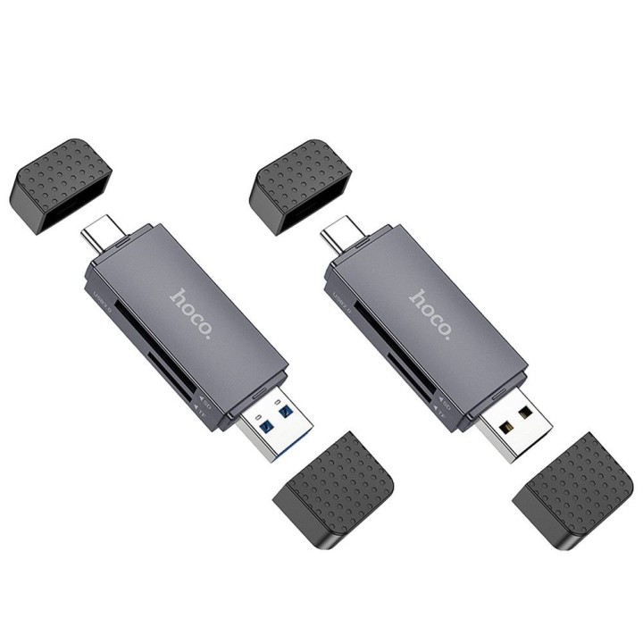 Card reader SD / TF Hoco USB A / USB C 2.0 HB45 grey