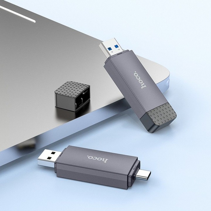 Card reader SD / TF Hoco USB A / USB C 2.0 HB45 grey