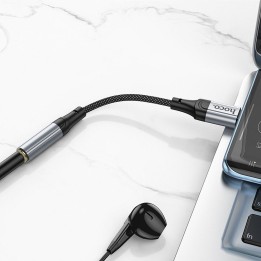 Адаптер AUX USB C – Jack 3,5 mm Hoco 0,12 m LS36 чорний