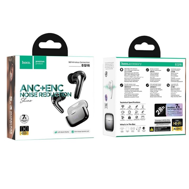 Wireless in-ear headphones Hoco TWS ANC + ENC EQ16 black