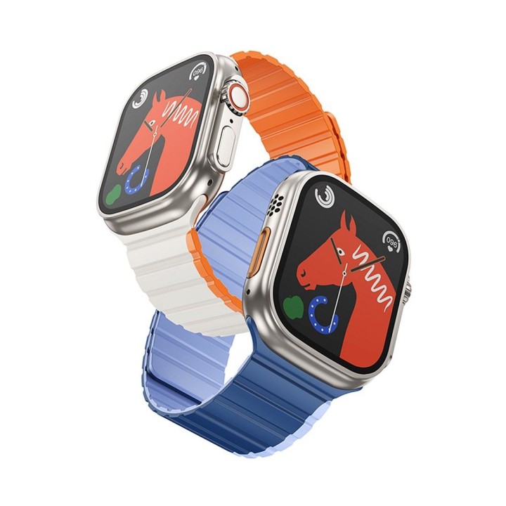 Ремінець для Apple Watch Hoco магнітний силікон 42 / 44 / 45 / 49 mm AS102 зоряний з помаранчевим