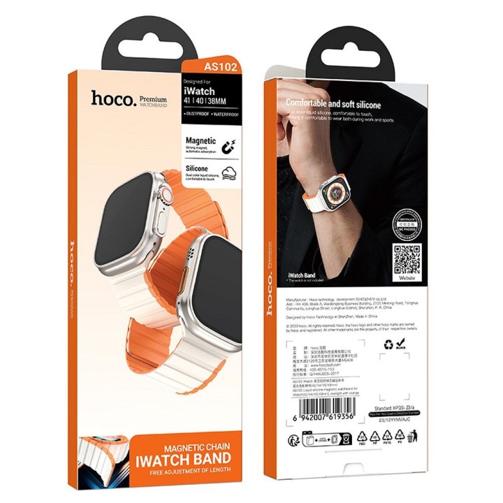 Pasek do Apple Watch Hoco magnetyczny silikon 42 / 44 / 45 / 49 mm AS102 gwiezdny z pomarańczowym