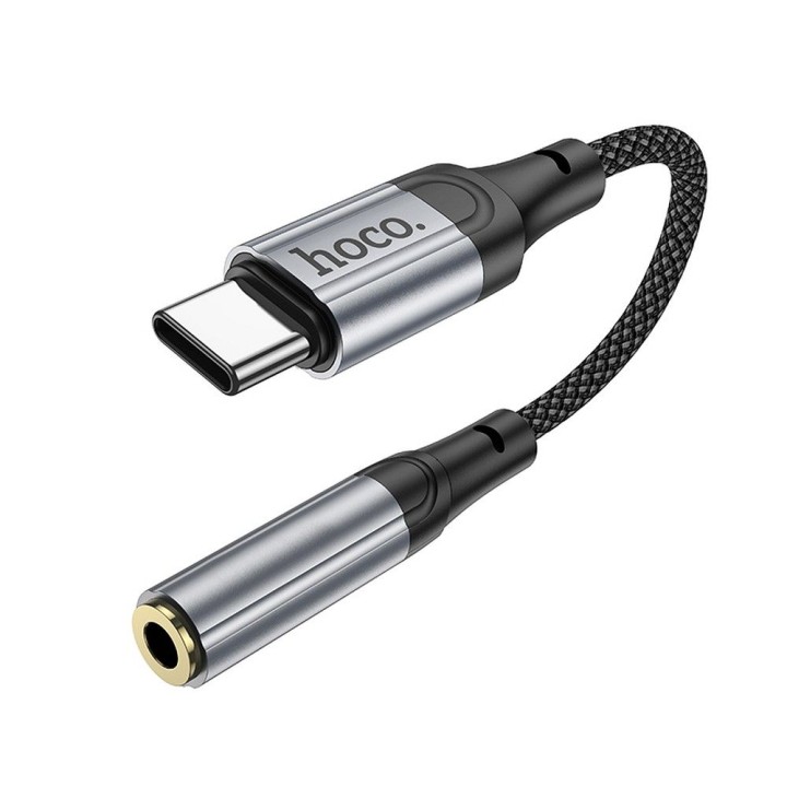 Adapter AUX USB C do Jack 3,5 mm Hoco 0,12 m LS36 czarny