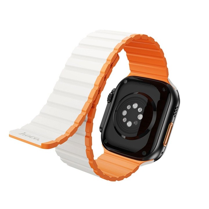 Pasek do Apple Watch Hoco magnetyczny silikon 42 / 44 / 45 / 49 mm AS102 gwiezdny z pomarańczowym