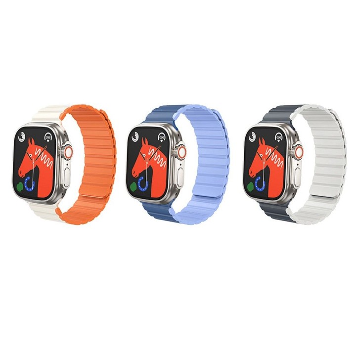 Pasek do Apple Watch Hoco magnetyczny silikon 42 / 44 / 45 / 49 mm AS102 gwiezdny z pomarańczowym
