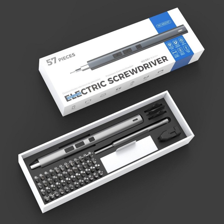 UF-TOOLS - electric screwdriver with interchangeable bits, magnetizer and manual screwdriver 57-in-1