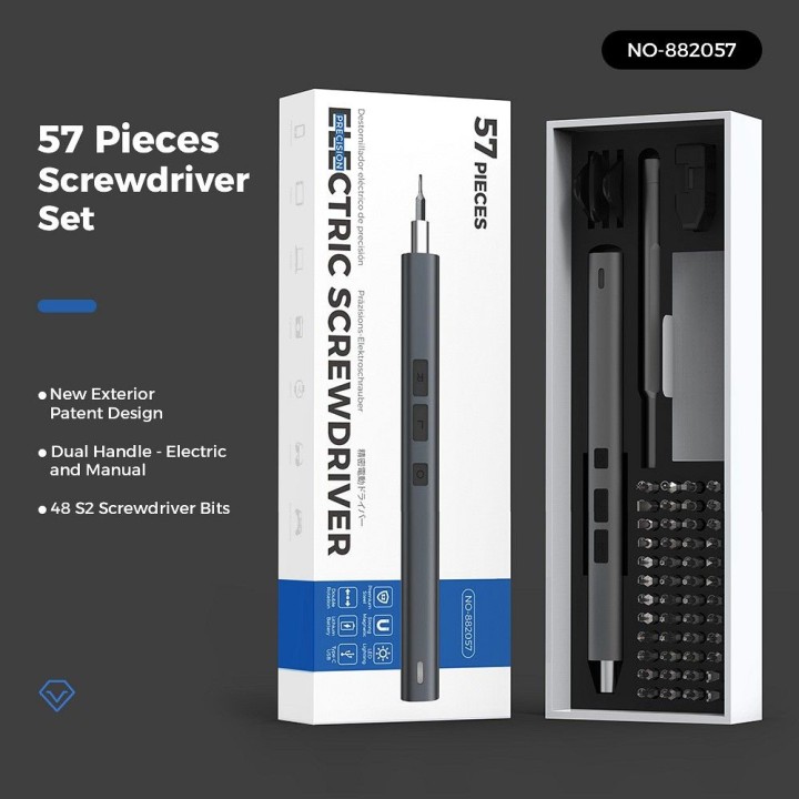 UF-TOOLS - electric screwdriver with interchangeable bits, magnetizer and manual screwdriver 57-in-1