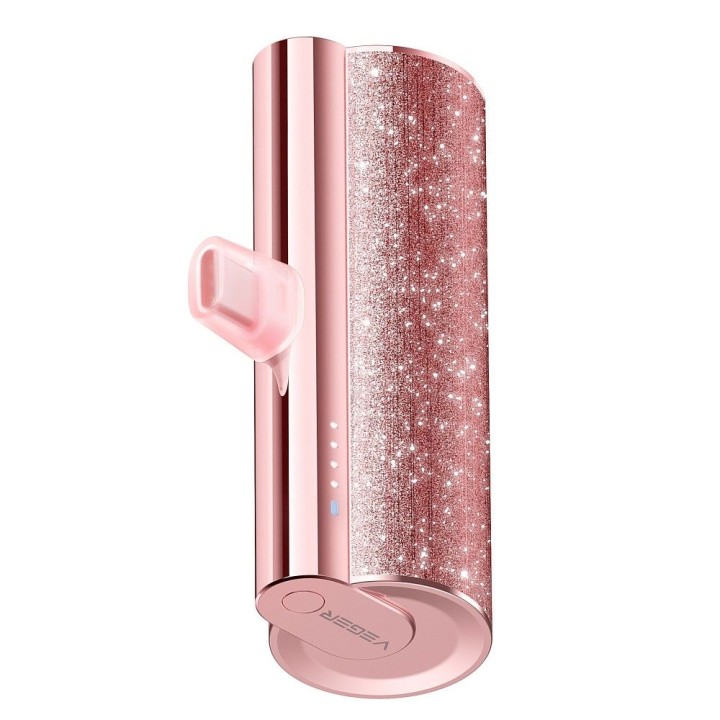 Power bank Veger PlugOn (W0573P) PD QC3.0 2,4A 12W 5000 mAh with built-in connector Lightning pink