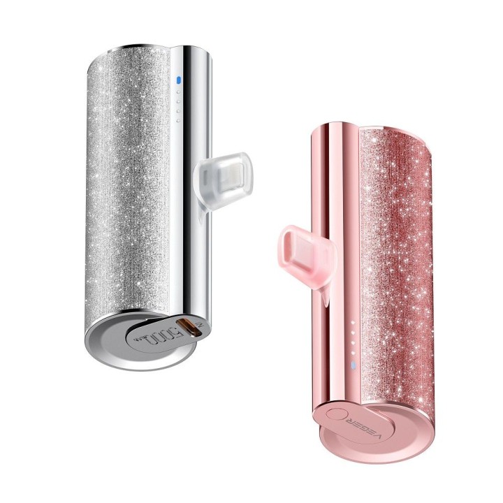 Powerbank Veger PlugOn (W0573P) PD QC3.0 2,4A 12W 5000 mAh z wbudowanym złączem Lightning rózowy