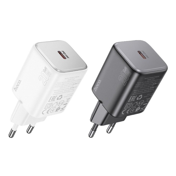 Wall charger for phone Hoco USB C QC PD 20W N40 black