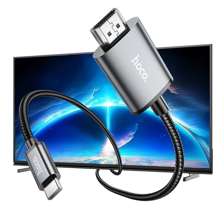 Кабель USB C для HDMI Hoco 4K 30Hz 2 m UA27 сталевий сірий