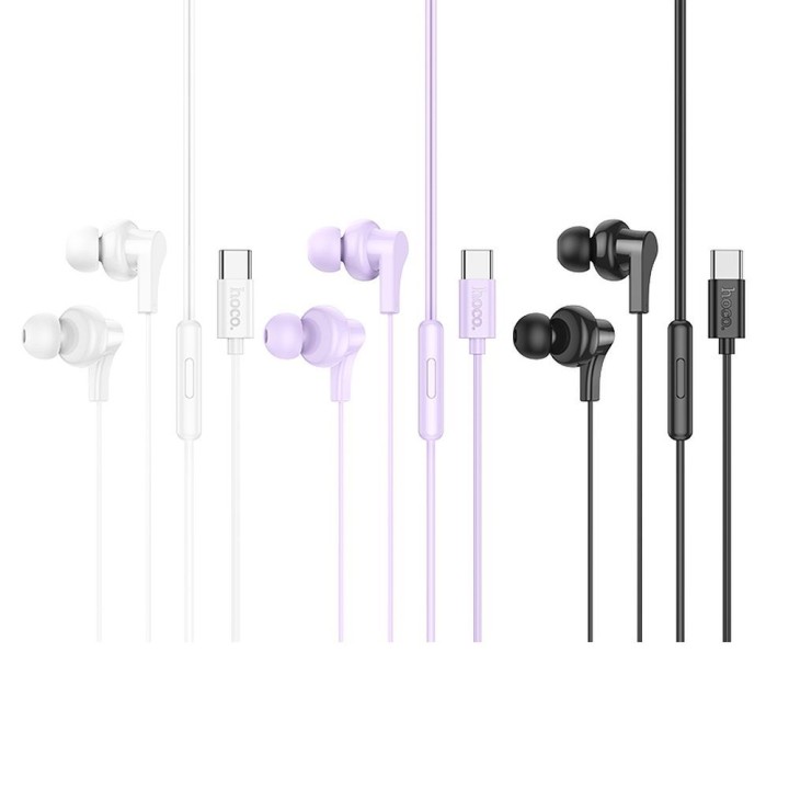 Słuchawki przewodowe douszne USB C Hoco M114 białe
