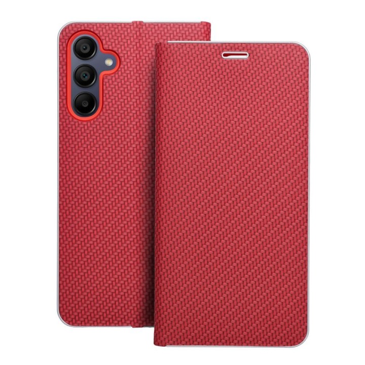 Чехол с клапаном для Samsung A15 4G / A15 5G Luna Book Carbon красный