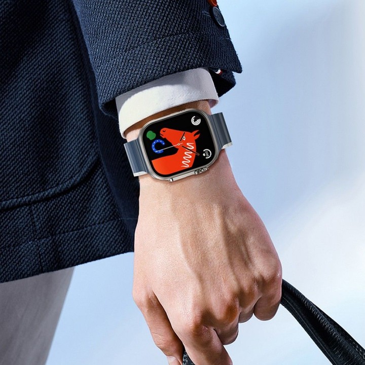 Pasek do Apple Watch Hoco magnetyczny silikon 42 / 44 / 45 / 49 mm AS102 niebieski z szarym