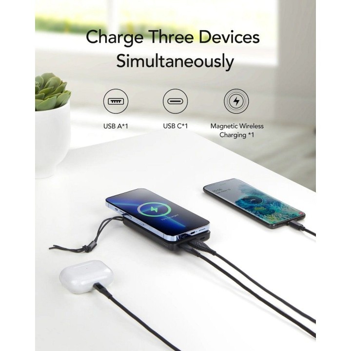 Powerbank zgodny z MagSafe Veger MagOn (VP1151 / W1151) PD QC3.0 2A 20W 10000 mAh z ładowaniem indukcyjnym czarny 0INT