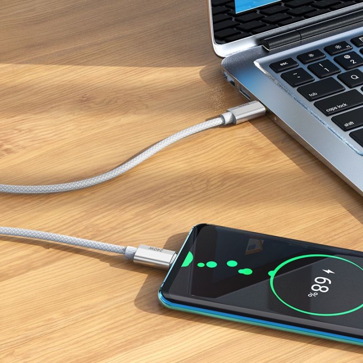Кабель USB-C – USB-C Hoco QC3.0 PD 5A 240W 1,8 m U134 сірий