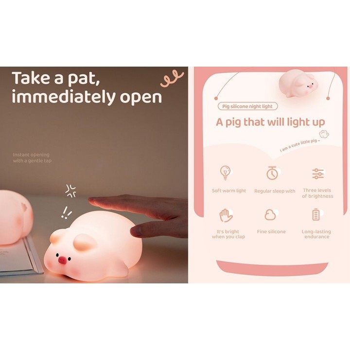 Night lamp piglet Art Deco touch