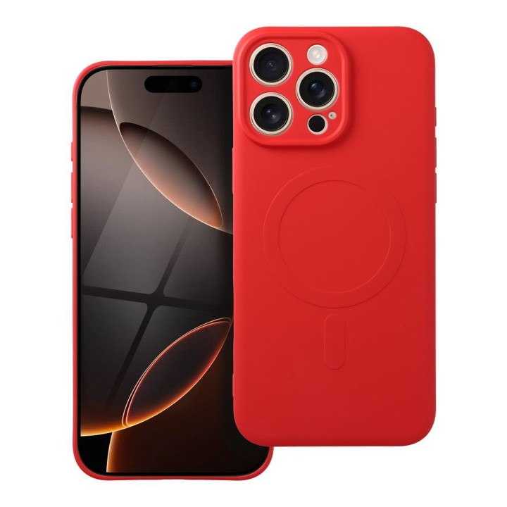 Case for iPhone 16 PRO MAX Silicone Mag Cover MagSafe compatible (camera protection) red