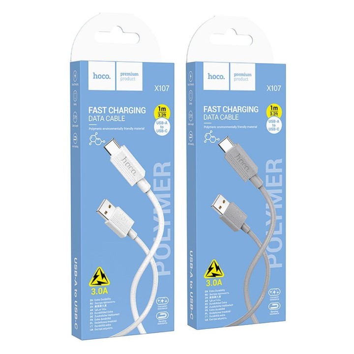 USB-A to USB-C cable Hoco 3A 1 m X107 grey