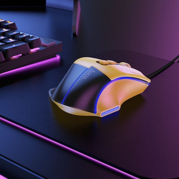 Wired gaming mouse Hoco USB A 3600 dpi GM31 black-yellow