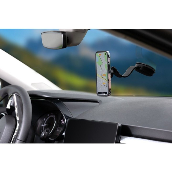 Магнитный автомобильный держатель для телефона, совместимый с MagSafe Forcell F-Grip MagFlex, для стекла / приборной панели черн