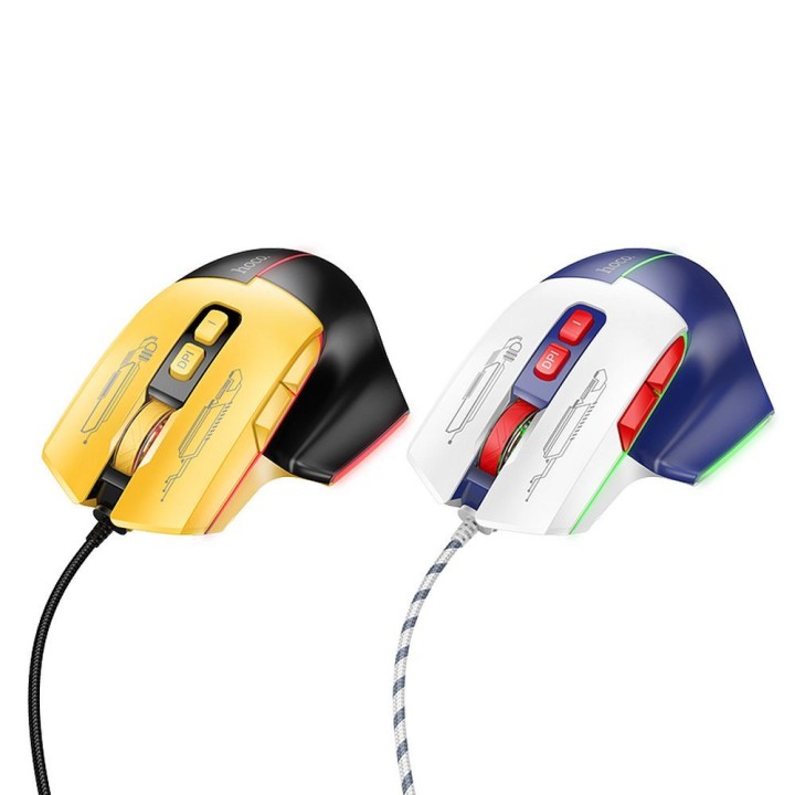 Дротова ігрова миша Hoco USB A 3600 dpi GM31 біло-синя