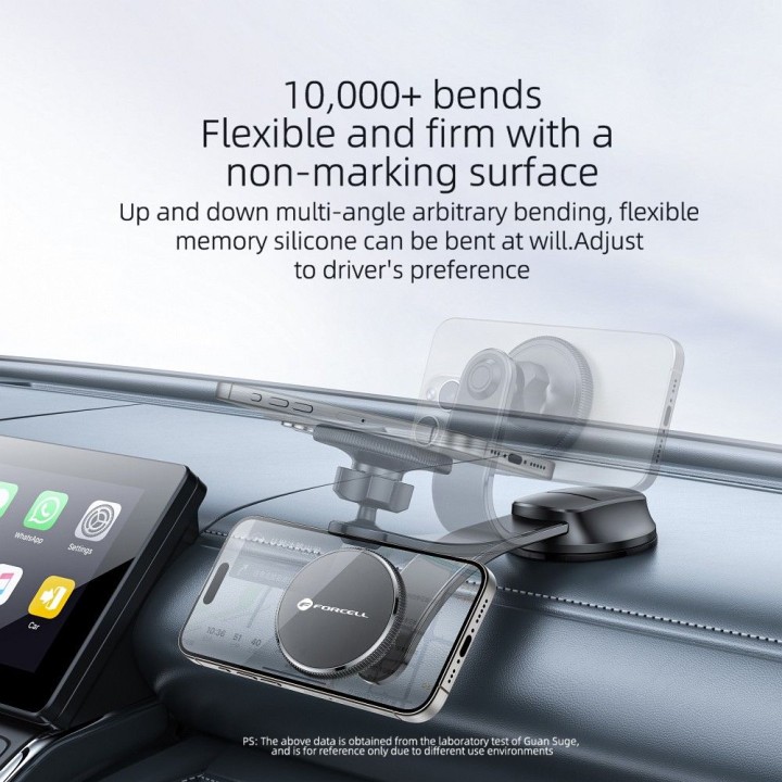 Phone holder for car magnetic MagSafe compatible Forcell F-Grip MagFlex for windscreen / dashboard black