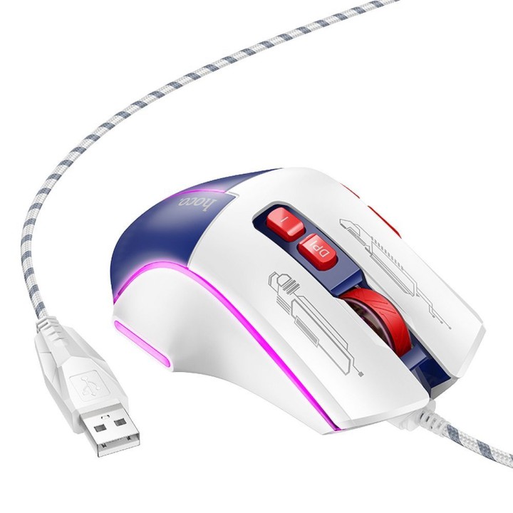 Wired gaming mouse Hoco USB A 3600 dpi GM31 white-blue