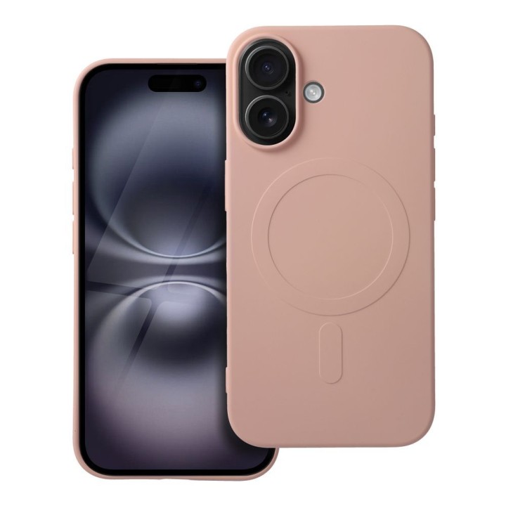 Чехол для iPhone 16 Silicone Mag Cover совместимый с MagSafe (big hole) розовый