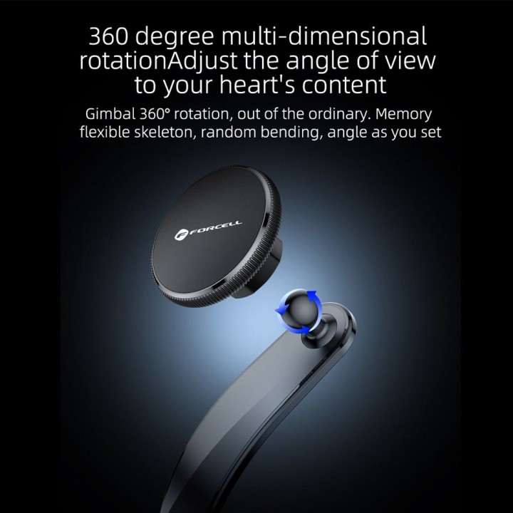Magnetic car phone holder compatible with MagSafe Forcell F-Grip MagFlex for windshield / dashboard black