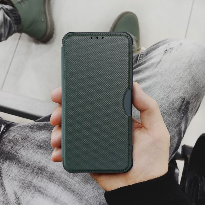 Чехол с клапаном для iPhone 16 PRO Razor Book темно-зеленый