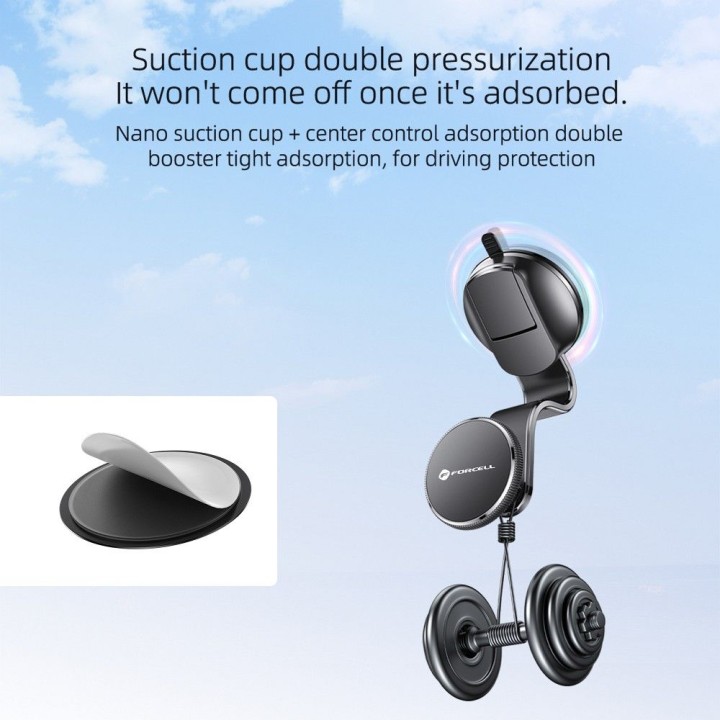 Phone holder for car magnetic MagSafe compatible Forcell F-Grip MagFlex for windscreen / dashboard black