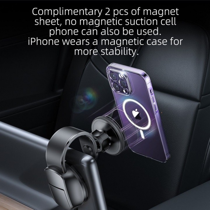 Magnetic car phone holder compatible with MagSafe Forcell F-Grip MagFlex for windshield / dashboard black