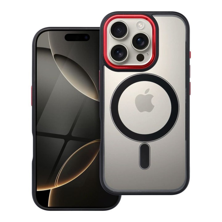 Case for iPhone 16 PRO Color Edge Mag Cover MagSafe compatible black-red