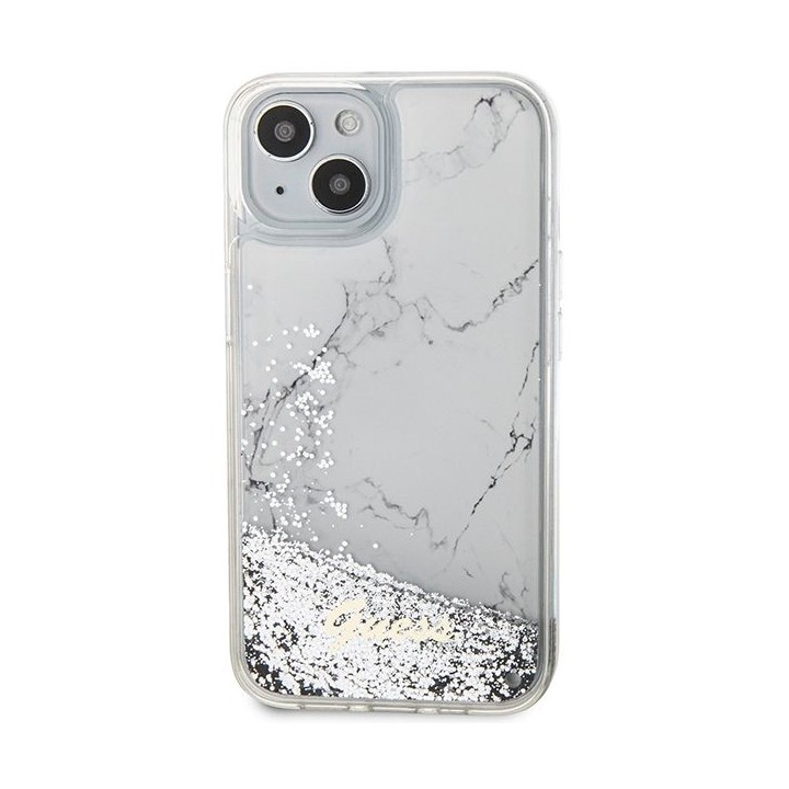 GUESS case for IPHONE 13 / 14 / 15 GUHCP14SLCSGSGH (Liquid Glitter Marble) white