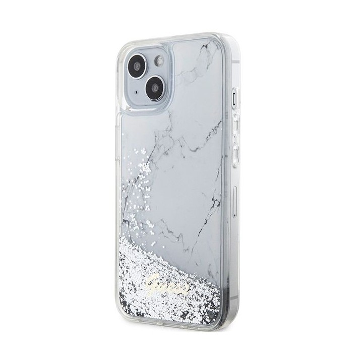 GUESS case for IPHONE 13 / 14 / 15 GUHCP14SLCSGSGH (Liquid Glitter Marble) white