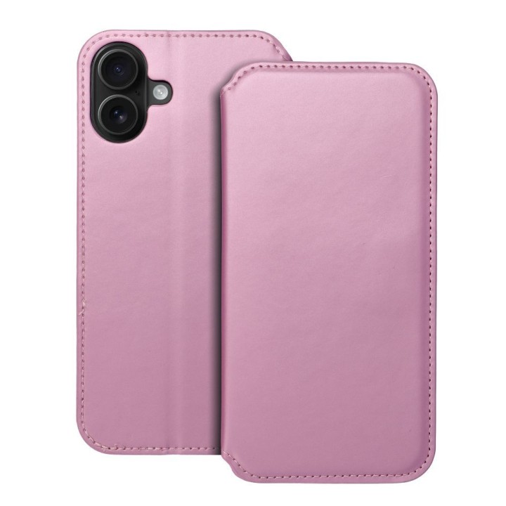 Чохол з клапаном для iPhone 16 PLUS Dual Pocket Book світло-рожевий