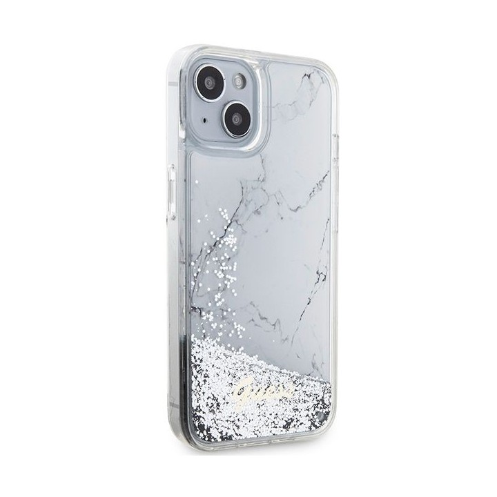 GUESS case for IPHONE 13 / 14 / 15 GUHCP14SLCSGSGH (Liquid Glitter Marble) white