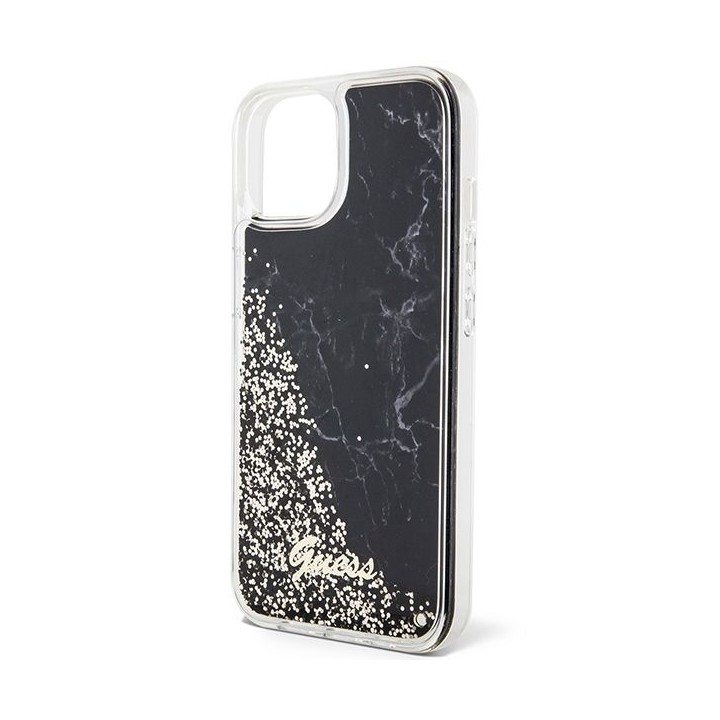 GUESS чохол для IPHONE 13 / 14 / 15 GUHCP14SLCSGSGK (Liquid Glitter Marble) чорний