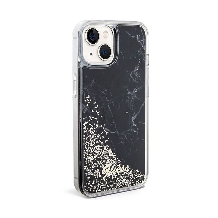 GUESS чехол для IPHONE 13 / 14 / 15 GUHCP14SLCSGSGK (Liquid Glitter Marble) черный
